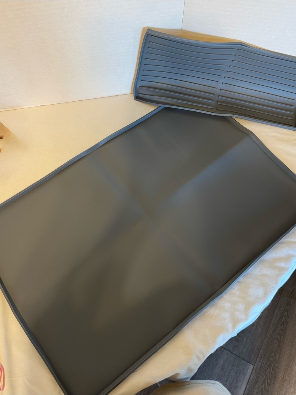 NEW Gray Silicone Coffee Bar Mat and Tray Set
